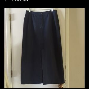 - Indigo Blue Slit Front Denim Skirt Midi -Minilist Career Everyday Wear
